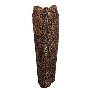 Caron Joy Vintage Leopard Print Tie Waist Chiffon Maxi Skirt Size Small-Medium